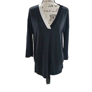 Banana Republic Blouse Black White Tunic V Neck Long Sleeve Womens Size Small